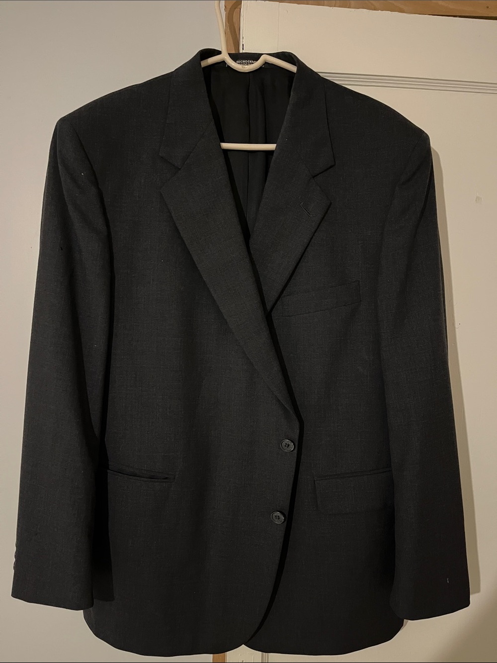 Stafford Men's Dark Charcoal Gray Two-Button Sport Coat 46R  READ DESCRIPTION!